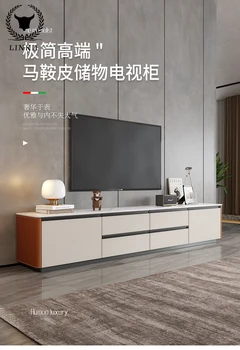 Очень простой шкаф для телевизора, современный напольный шкаф для гостиной, высококачественная легкая экстравагантная седельная кожа