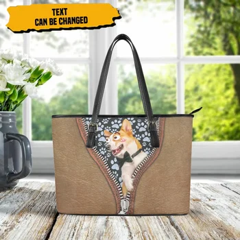 Французский Бульдог на молнии, Роскошная дизайнерская сумка-тоут из искусственной кожи, модная маленькая сумка-мессенджер в стиле ретро с животным принтом, клатч для вечеринок Carteras