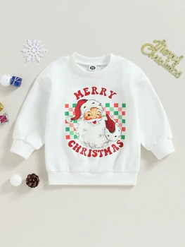 Рождественские свитера для малышей, праздничные пуловеры с длинными рукавами и принтами в виде елки, Санта-Клауса, кофе и красного грузовика - Очаровательная детская зима