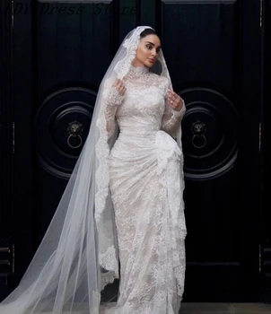 Винтажные свадебные платья с длинными рукавами 
