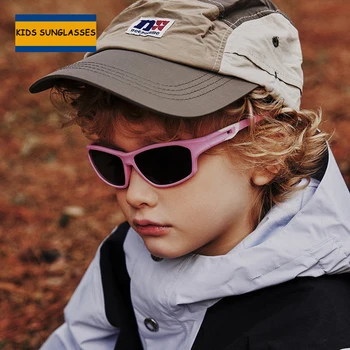 Детские силиконовые поляризованные Спортивные солнцезащитные очки для молодежи Солнцезащитные очки для мальчиков и девочек Бейсбол Велоспорт Гибкая оправа Возраст от 3 до 12 лет UV400