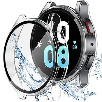Чехол из Закаленного Стекла Для Samsung Galaxy Watch 5 44 мм 40 мм Жесткий ПК Протектор Экрана Для Galaxy Watch 4 44 мм 40 мм Аксессуары