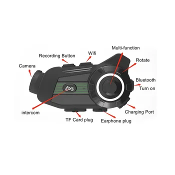 Камера для мотоциклетного шлема S3 HD Bluetooth Wifi видеорегистратор для мотоцикла Dash Cam Беспроводной BT 5.1 Интерком для шлема (1080P)