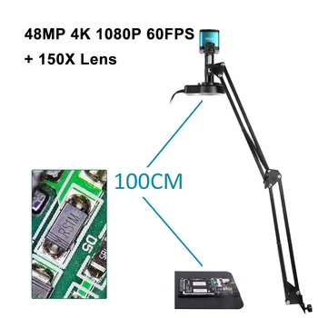 48MP 1080P HDMI USB Цифровой микроскоп Камера промышленного видеомикроскопа с 1X-150-кратным зумом объектив C креплением, используемый для ремонтной пайки