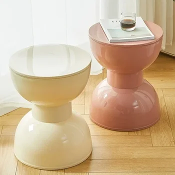 Маленький журнальный столик в скандинавском кремовом стиле, многофункциональный маленький круглый столик в гостиной, огнеупорный износостойкий табурет, 7 цветов