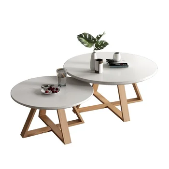Оригинальные столы Комбинированный журнальный столик для гостиной, круглые столы из массива дерева, Простая сборка, Центральные столы