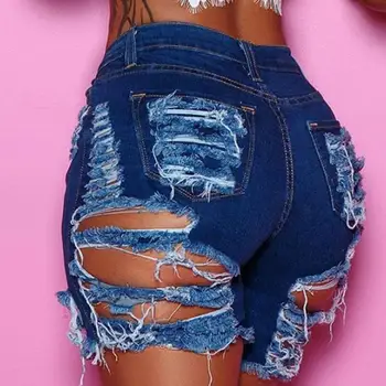 2023 Летние джинсовые шорты с рваными дырками и вырезами Для женщин, сексуальные тонкие джинсовые шорты с высокой талией, женские w743