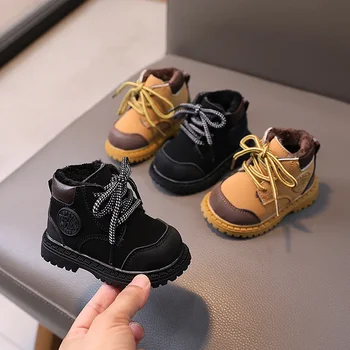 Ботинки Martin на мягкой подошве для мальчиков и Девочек 0-1-2 лет, обувь для малышей, а также Бархатные Хлопчатобумажные ботинки, Зимние ботинки на осень и зиму