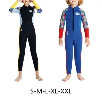 Детский гидрокостюм Sunsuit с молнией спереди и длинным рукавом, гидрокостюмы для холодной воды, купальник для