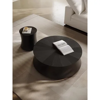 Итальянский минималистичный журнальный столик для гостиной, домашний круглый дизайнерский простой и роскошный современный черный журнальный столик