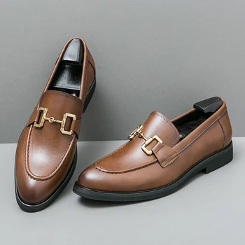 Новые модные лоферы в светском стиле, Мужская официальная обувь, Деловые коричневые слипоны Для вождения, Роскошная дизайнерская мужская обувь ручной работы, Размер 38-48