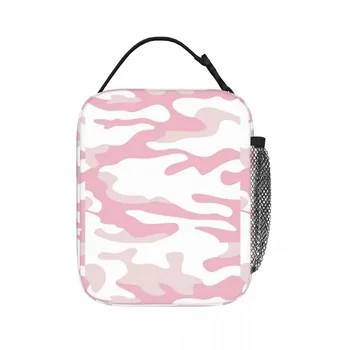 Розовые камуфляжные военные изолированные сумки для ланча, сумки для пикника, термоохладитель, ланч-бокс, сумка для ланча для женщин, работы, детей, школы