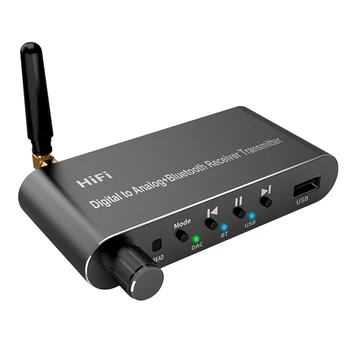 Bluetooth 5.1 Приемник Передатчик Аудио Конвертер U-Disk Play Coxial/ Оптический В 3,5 ММ AUX R/ L DAC Конвертер Для ТВ MP3 Черный