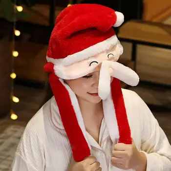 Рождественская шляпа со снежинками, Рождественская шляпа Санта-Клауса, Движущаяся прыгающая шляпа, праздничный костюм для рождественской вечеринки с изображением Лося Санта-Клауса