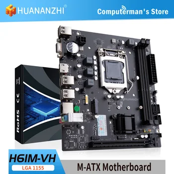 Материнская плата HUANANZHI H61M VH M-ATX для Intel LGA 1155 С поддержкой i3 i5 i7 DDR3 1333 1600 МГц 16 ГБ SATA M.2 USB, VGA, HDMI-Совместимая
