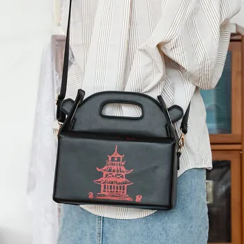 Новая Европейская и Американская мода, креативная сумка-мессенджер в китайском стиле из искусственной кожи с цепочкой, индивидуальность, сумка через плечо с принтом Красной башни