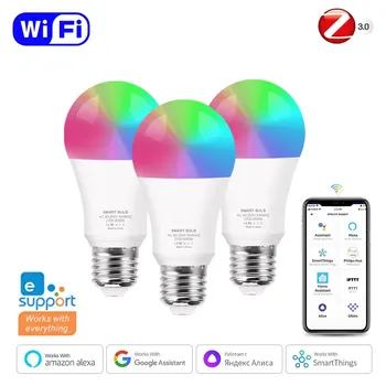 Ewelink Wifi / Zigbee E27 Светодиодная лампа RGB CW WW Smart Lamp Работает с Alexa, Google Home, Alice, Smartthings