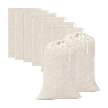 20 Штук больших муслиновых сумок, хлопчатобумажных мешочков на шнурке, пакетиков для заварки чая (8 X 12 дюймов)