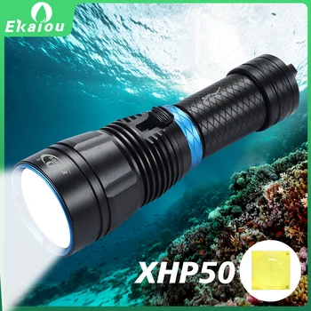 IPX8 Водонепроницаемый Профессиональный мощный супер яркий светодиодный фонарик XHP50 для подводного плавания Diver для подводной ловли рыбы Lanterna