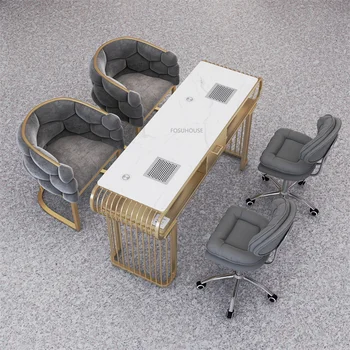 Столики для маникюра из кованого железа в скандинавском стиле для коммерческой мебели, Маникюрный стол Мраморный, Креативный, высококлассный, легкий, роскошный маникюрный стол
