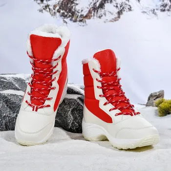 Женские ботинки, женские зимние ботинки на зиму 2023, женские ботильоны на толстом меху, Botas De Mujer, водонепроницаемая женская зимняя обувь на каблуке из плюша