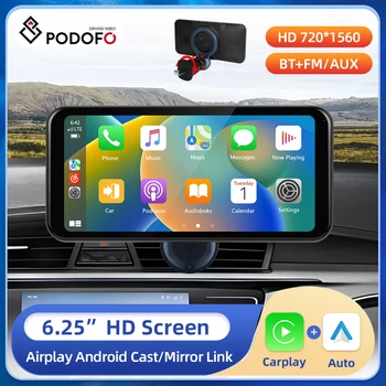 Podofo 6.25 ”Carplay Monitor Беспроводной CarPlay Android С Автоматической Поддержкой BT FM AUX Аудио с Поддержкой Розетки Кондиционера