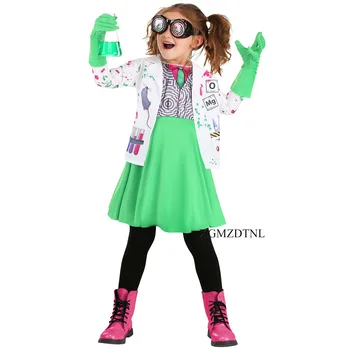Детский костюм для ролевых игр Нового ученого на Хэллоуин, школьное представление для девочек, юбка с забавным принтом, Фестивальная вечеринка, реквизит для косплея