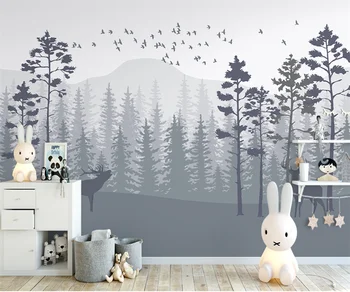 Изготовленная на заказ фотография скандинавской абстрактной настенной росписи с изображением лесного лося, большие настенные обои для гостиной, наклейки на стены