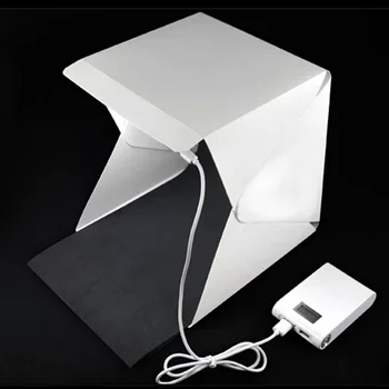 Мини-складная студия портативная фотостудия Мини-складной софтбокс со светодиодной подсветкой USB Настольный черный белый backgound soft