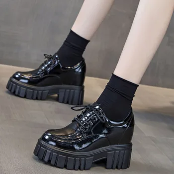 Женская обувь с внутренним увеличением, удобная обувь на платформе, женские повседневные туфли-лодочки, Модная женская обувь на высоком каблуке