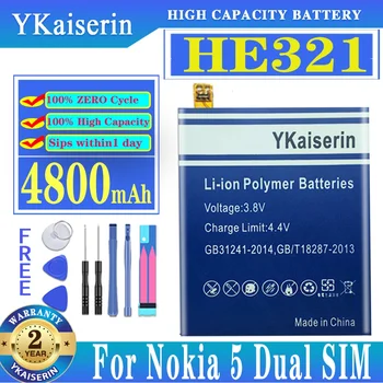 Аккумулятор YKaiserin HE321 4800mAh для Nokia 3.1 5 Для Nokia5 с двумя SIM-картами (TA-1053 DS) Batteria + наборы инструментов