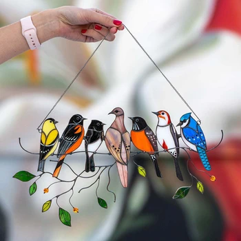 Креативная Оконная панель Стеклянные Птицы Оконная Панель Подвесной Ловец Аксессуары Для украшения дома Украшение комнаты
