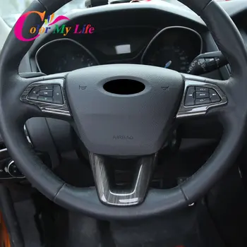 Наклейка для отделки панели кнопок рулевого колеса ABS для Ford Focus 3 MK3 2015 - 2018 Автомобильные наклейки Аксессуары