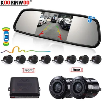 Koorinwoo Видео Парковочный Датчик 8 Интеллектуальная Система Парковки Фронтальная Камера Задняя Камера Монитор Зеркального Отображения 12V Универсальный Для Android Радио