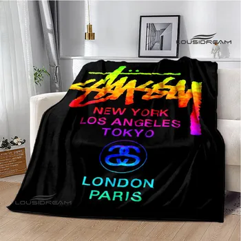 Одеяло с логотипом бренда Tide S-Stussy, красивое теплое одеяло, фланелевое мягкое и удобное домашнее одеяло для путешествий, подарок на день рождения
