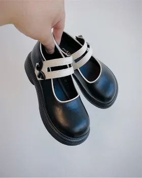 2023 Осенние новые Удобные туфли принцессы на мягкой подошве для девочек Корейская версия модных простых кожаных туфель для девочек 26-37 г.