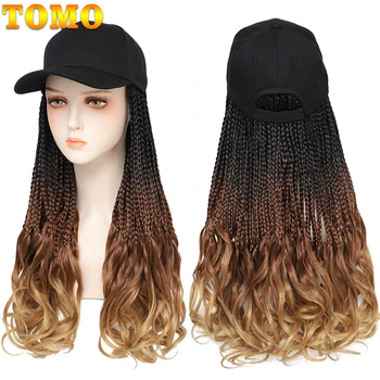 Женская шляпа TOMO с париком на каждый день, бейсболка с синтетическими плетеными волосами, регулируемый парик с фигурными косами в виде коробочки для девочек