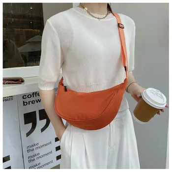 Роскошная женская сумка Crescent, дизайнерские однотонные сумки через плечо, нейлоновая вышивка, маленькая сумочка, модная Женская сумка подмышками.