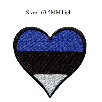 Нашивка с вышивкой государственного флага Эстонии в виде сердца высотой 63,5 мм для одежды