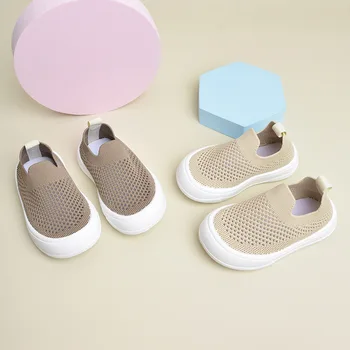 2023 Летние детские сетчатые туфли с полым дышащим рукавом и развевающимися ножками из плетеной сетки с одношаговой резиновой мягкой подошвой Повседневная обувь