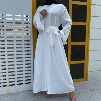 Рамадан Ид Мода Абая Кимоно Мусульманское Длинное Платье Сплошной Цвет Абаи для Женщин Скромная Исламская Одежда Кардиган Кафтан Хиджаб Халат