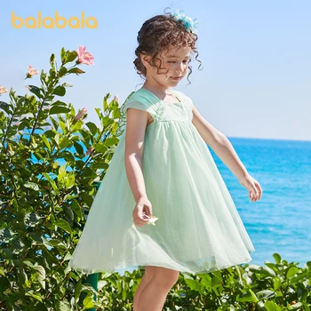 Летнее платье для маленьких девочек Balabala с маленькими крылышками на спине, сетчатое платье