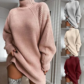 Осенне-зимняя теплая одежда для беременных, женское длинное платье-свитер, Vestido, повседневные женские утепленные вязаные свитера, пуловер, топ