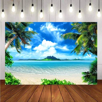 Летний пляжный фон для фотосъемки, пальма, кокосовая пальма На заказ, свадебный фотографический фон, фоны для фотостудии на заказ
