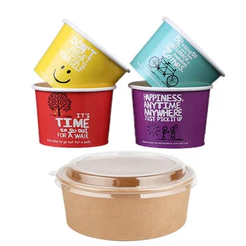 Customized ProductFactory Прямая продажа Бумага с логотипом на заказ Одноразовый салат Суп Упаковка для трубочек со льдом Десертная чаша Co