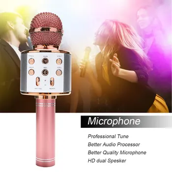 Портативный Bluetooth-караоке-микрофон Беспроводной профессиональный динамик Домашний ручной микрофон KTV