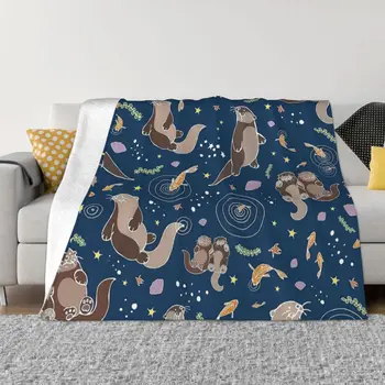 Одеяла с морскими выдрами Kawaii, фланелевые весенне-осенние мультяшные многофункциональные мягкие одеяла для постельных принадлежностей, одеяло для спальни