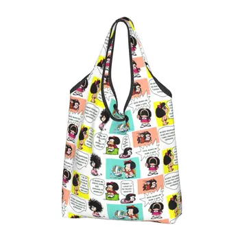 Изготовленные на заказ сумки для покупок Manga Quino Mafalda, женские портативные сумки для покупок с большой емкостью, мультяшные сумки для покупок Kawaii