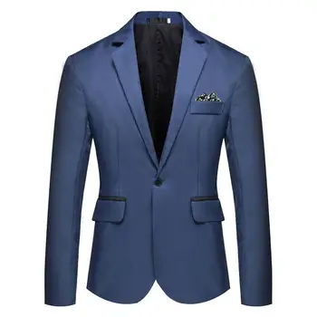 Новый однотонный повседневный блейзер для мужчин, деловые повседневные пиджаки для джентльменов, мужские костюмные пальто