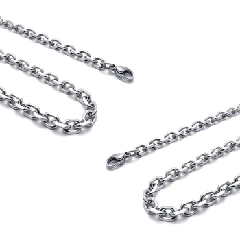 2X ювелирных мужских и женских ожерелья, ожерелье из нержавеющей стали, серебристого цвета - Ширина 3 мм - Длина 70 см